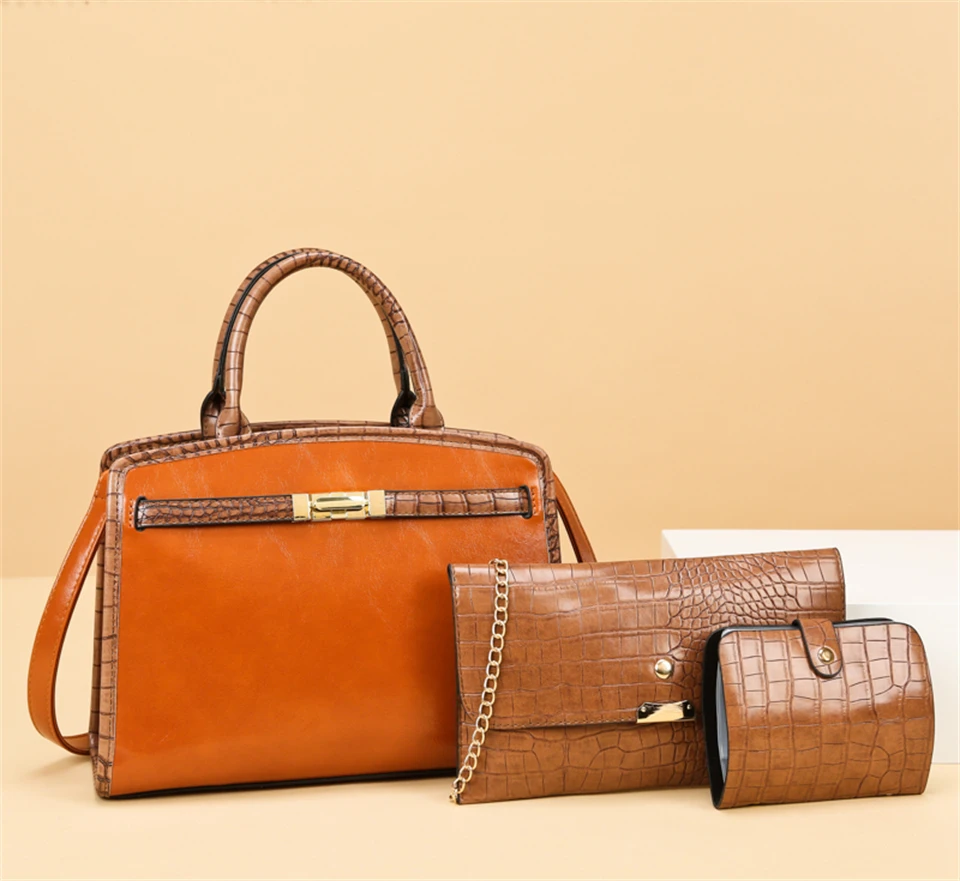 3setLeatherMessengerBagDesignerLargeCapacityCrossbodyShoulder