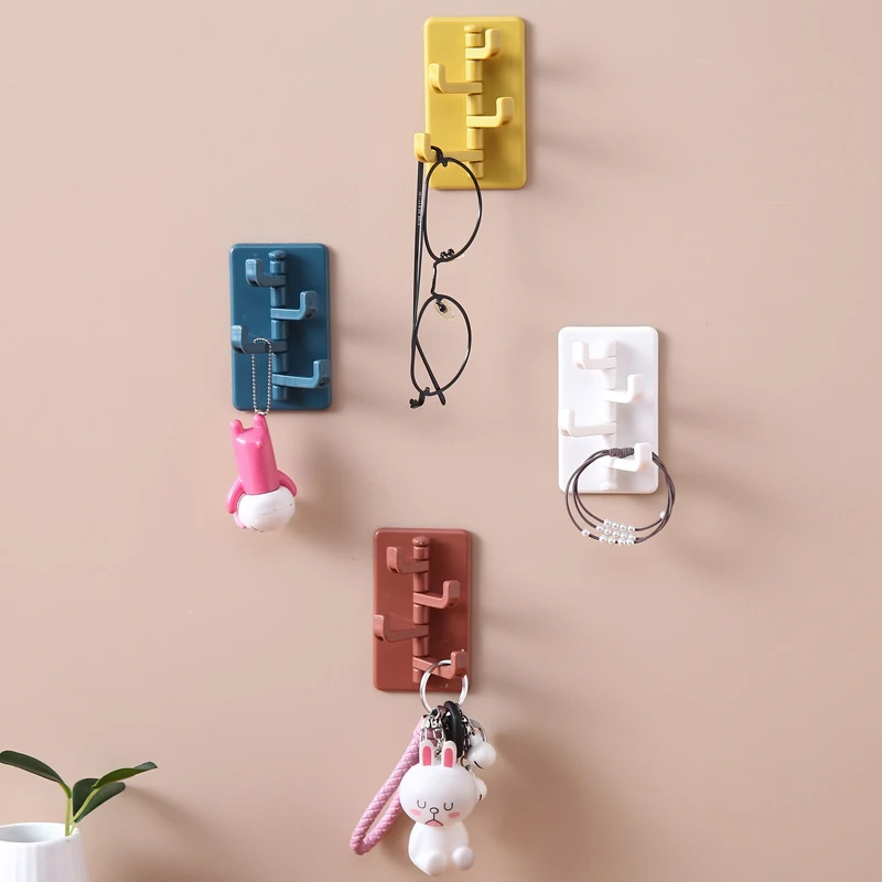 Self Adhesive Wall Hook Strong Without Drilling Coat Bag Bathroom Door Kitchen Towel Hanger Hooks Home Storage 1/2/4PCS