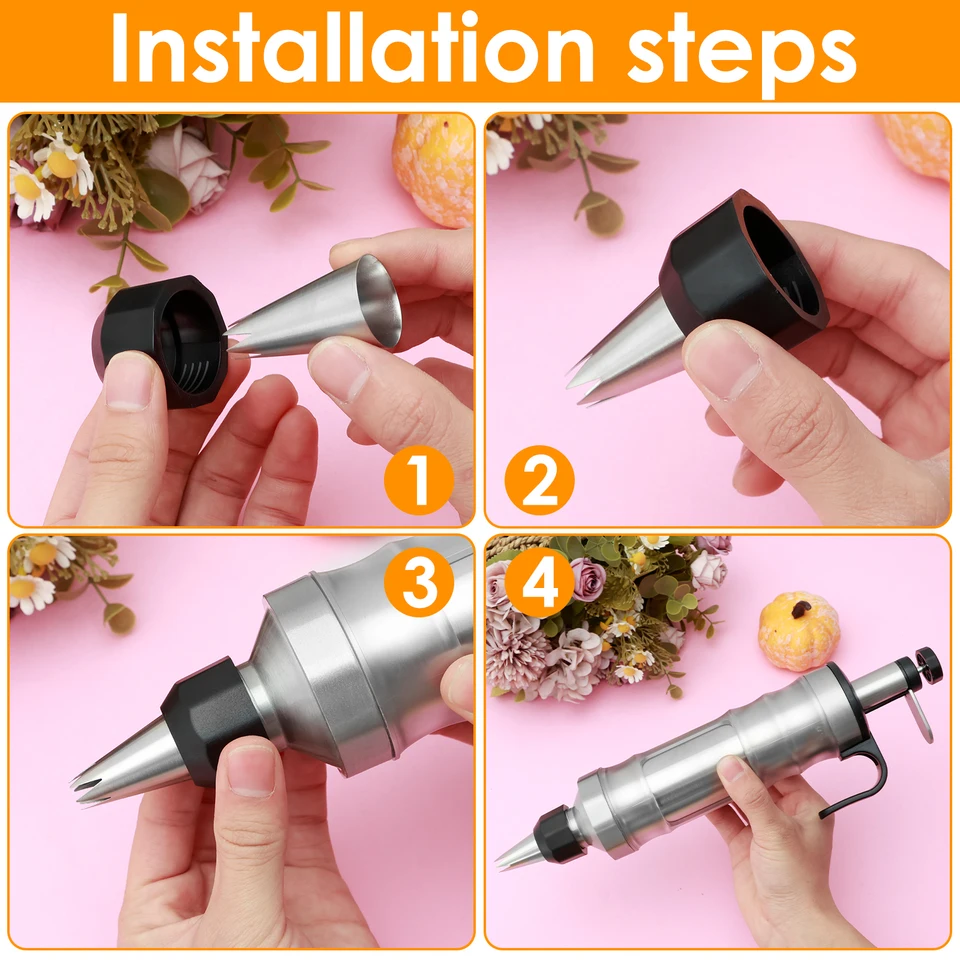 Siringa Per Glassa Professionale Con 8 Ugelli In Acciaio Inox – Kit Decorazione Torte, Pasticcini E Cupcake, Accessori Da Forno, Custodia Inclusa