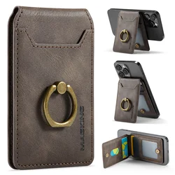Magnetic Finger Ring Wallet with 360° Rotation and Kickstand - N52 Strong Magnet (Coffee)