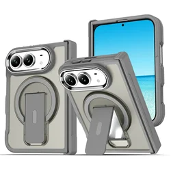 Magnetic Folding Stand Frosted Translucent Phone Case - iPhone Duo (GRAY)