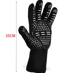 Flame Retardant Non - Slip Heat Resistant Grilling and Oven Gloves (Black 1PCS - 35CM)