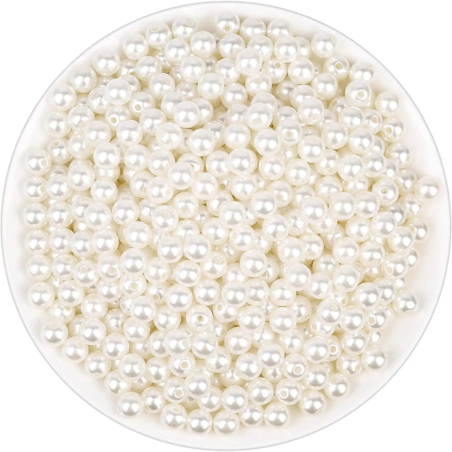 보석 제작용 구멍이 있는 인조 진주 비즈, 진주 비즈, 팔찌 목걸이, 헤어 꽃병 필러, 500g, 8mm, 1900 개