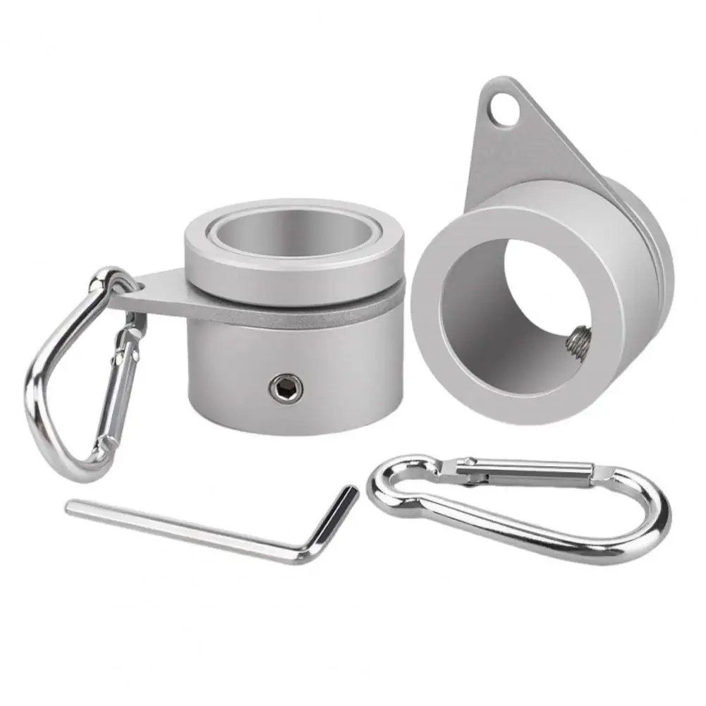 Tangle-free Flag Pole Ring Heavy Duty Alloy Flag Pole Mounting Ring Clip Set with 360 Degrees Rotating Carabiner Wrench for Easy