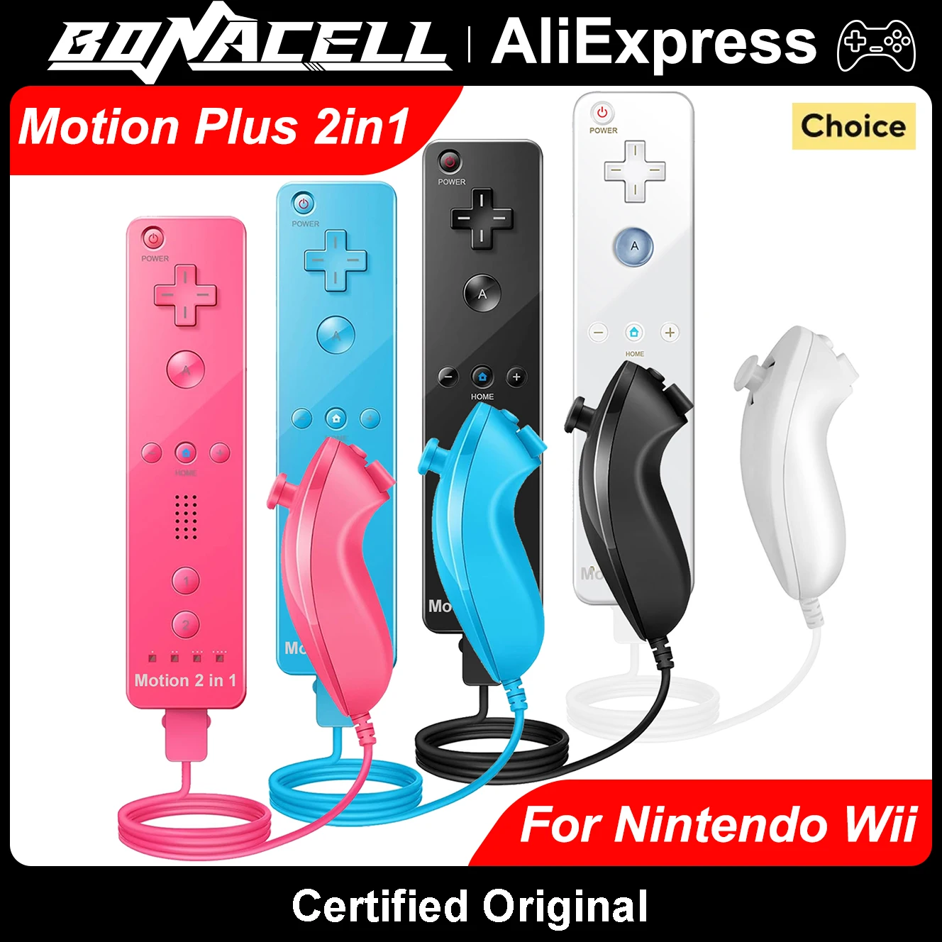 Controllers For Nintendo Wii 2 In 1 Left Right Controller Optional Motion Plus Set Game Remote Control Joystick Wireless_voghion.com