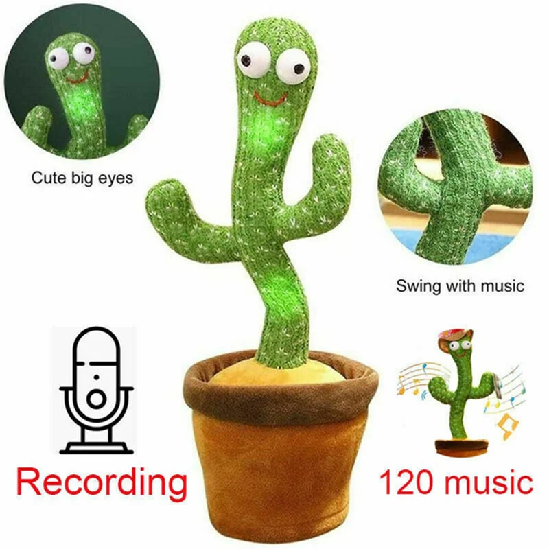 Dancing Recording Cactus Plush Kids Toy Singing Moving Spining Party Home Decor Toys Can Sing Record Decoration Accessories |