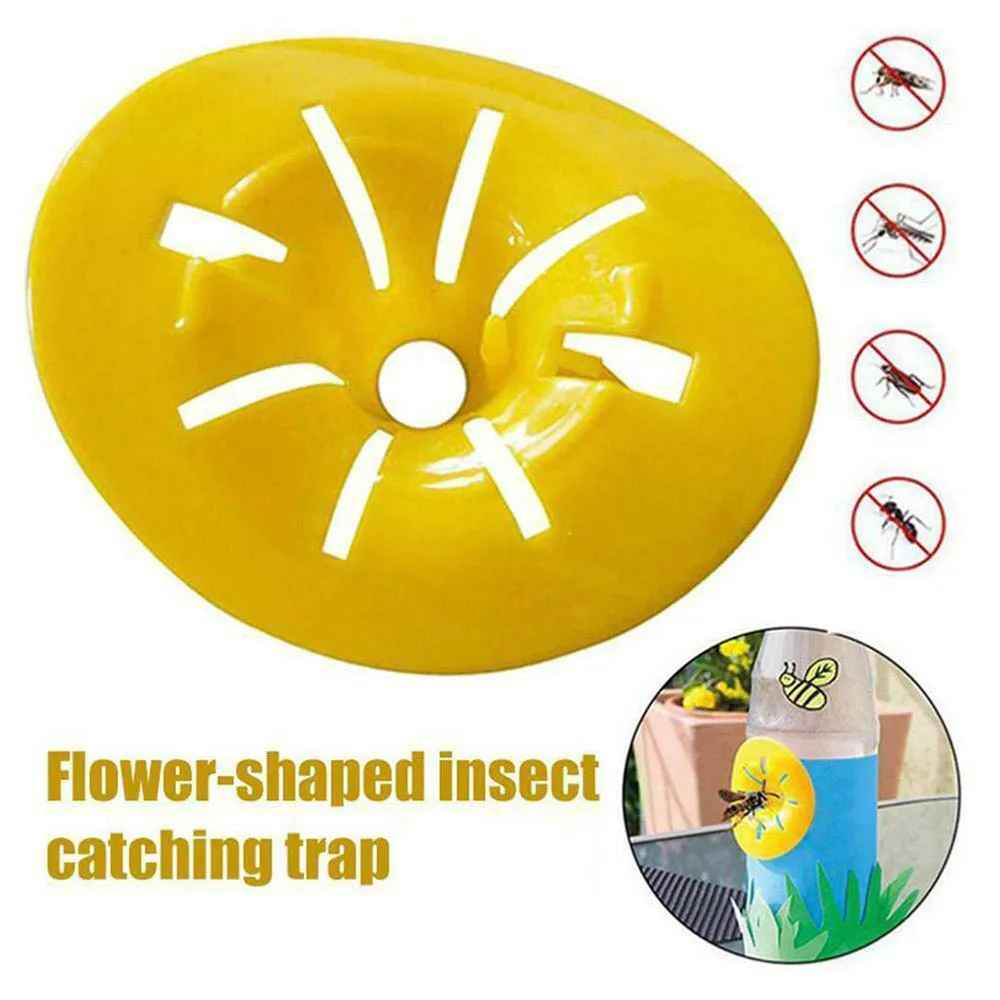 Lot De 4 Pièges à Guêpes Réutilisables - Coloris Jaune Avec 2 Tunnels Et Poignée - Pour Jardin, Balcon, Camping
