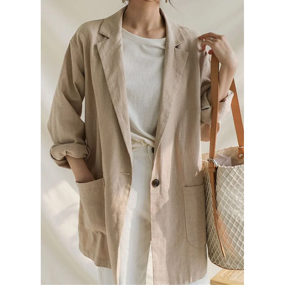Summer 2024 Women's Blazer Linen Single Breasted Elegant Casual Tailor Made to Order Woman Clothing Top for Women Blazers 2023