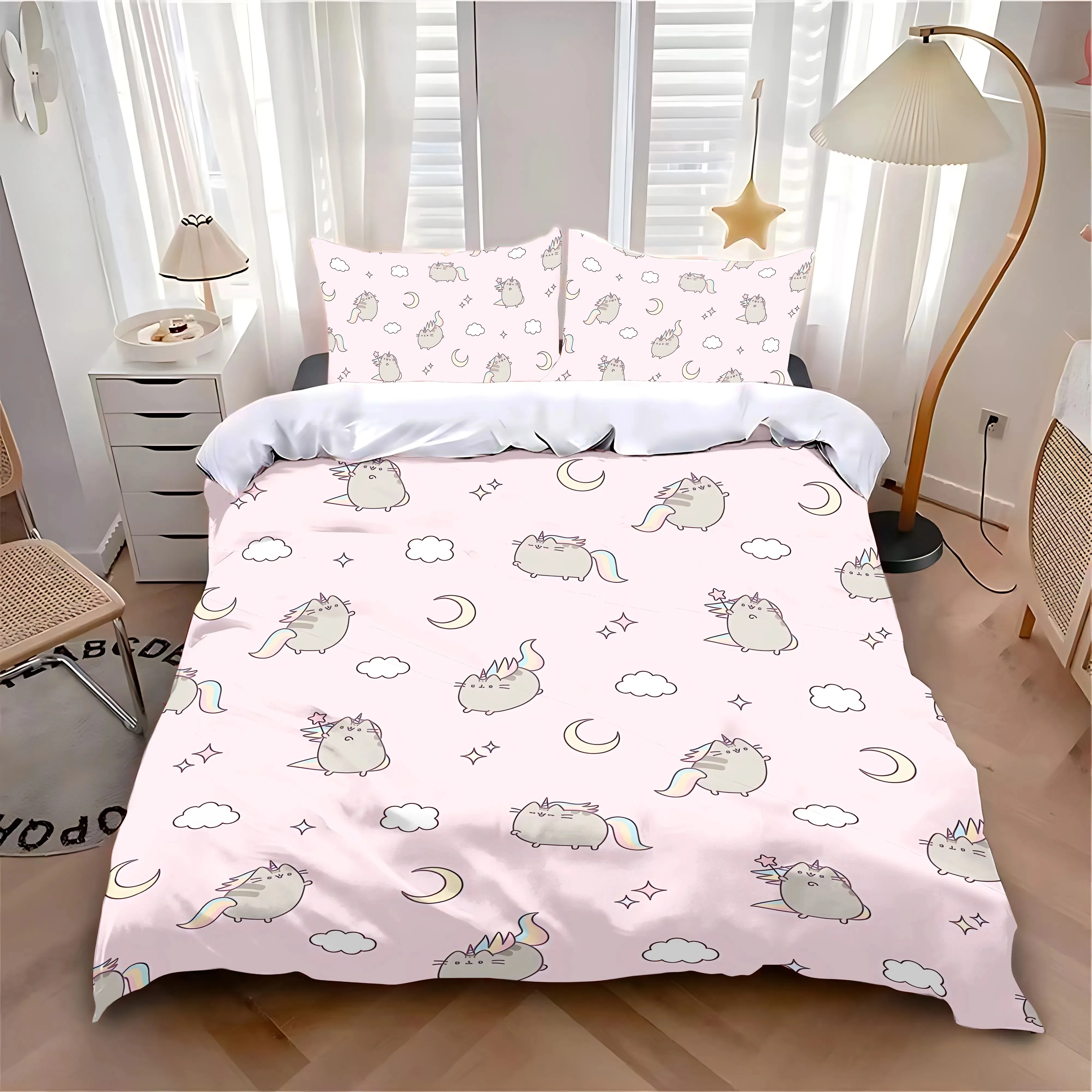 2025 Duvet Cover Pillowcase Bedding Set Cartoon P-Pusheens Cat Adult Boy Girl Bedroom Decoration Boys Single Double Large Size 6