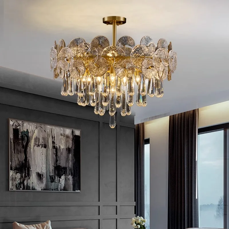 Modern Luxury Gold Glass Chandelier