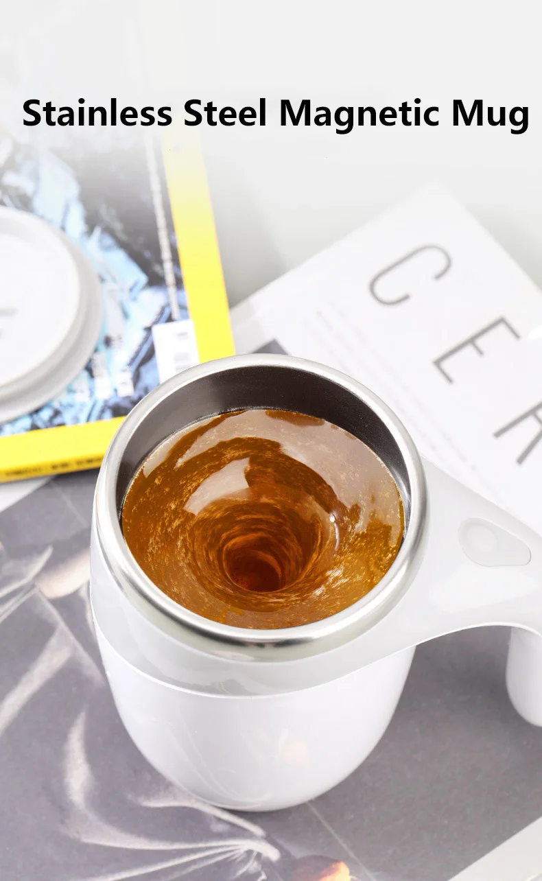 Automatic Mixing Cup Stainless Steel Electric Magnetic Rotating Coffee Cup Electric Coffee Mug