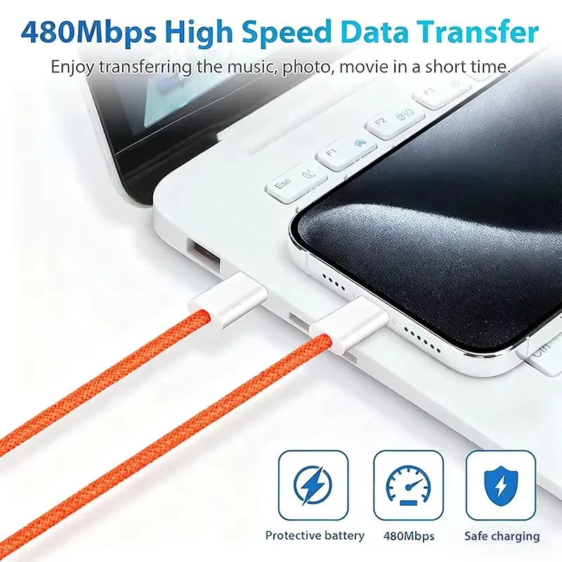 3개입 PD 60W 듀얼 USB-C 고속 충전 케이블 아이폰 15 16 17 Pro Max 15 16 Plus 16e Air 타입 C to 타입 C 브레이디드 데이터 케이블 1m