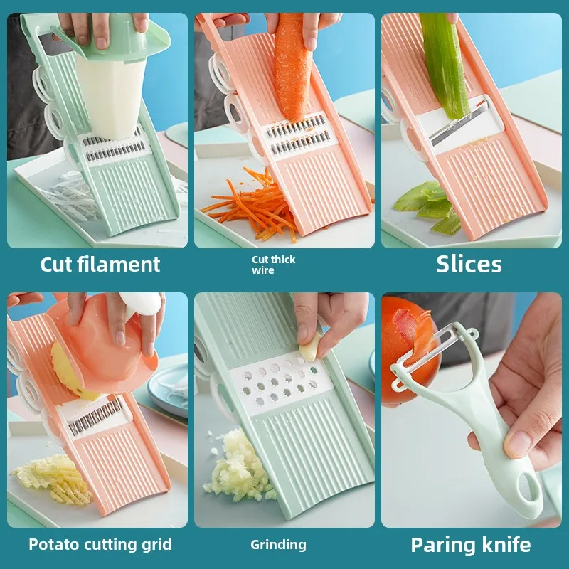 Multifunctional kitchen vegetable cutter dicing shredding artifact household stainless steel potato slicing planer