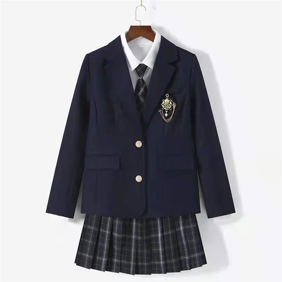 Women Men Spring Autumn Solid Color Beige Navy Suits Blazer Long Sleeve Jackets Coats Outwear JK School Uniform Students Clothes