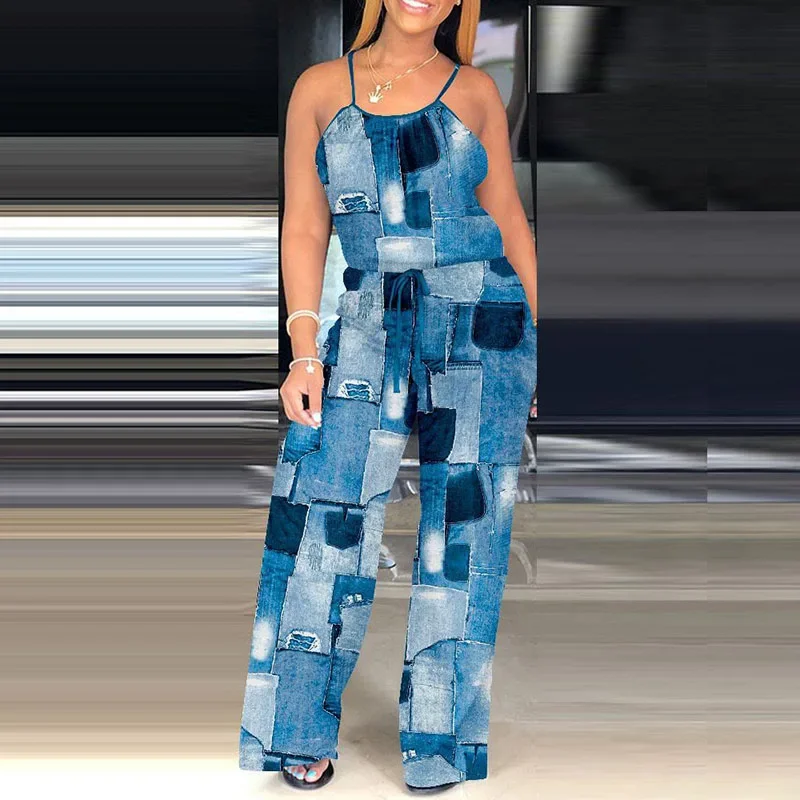 450819008New Fashion Printed Strap Jumpsuit Wide Leg Pants
