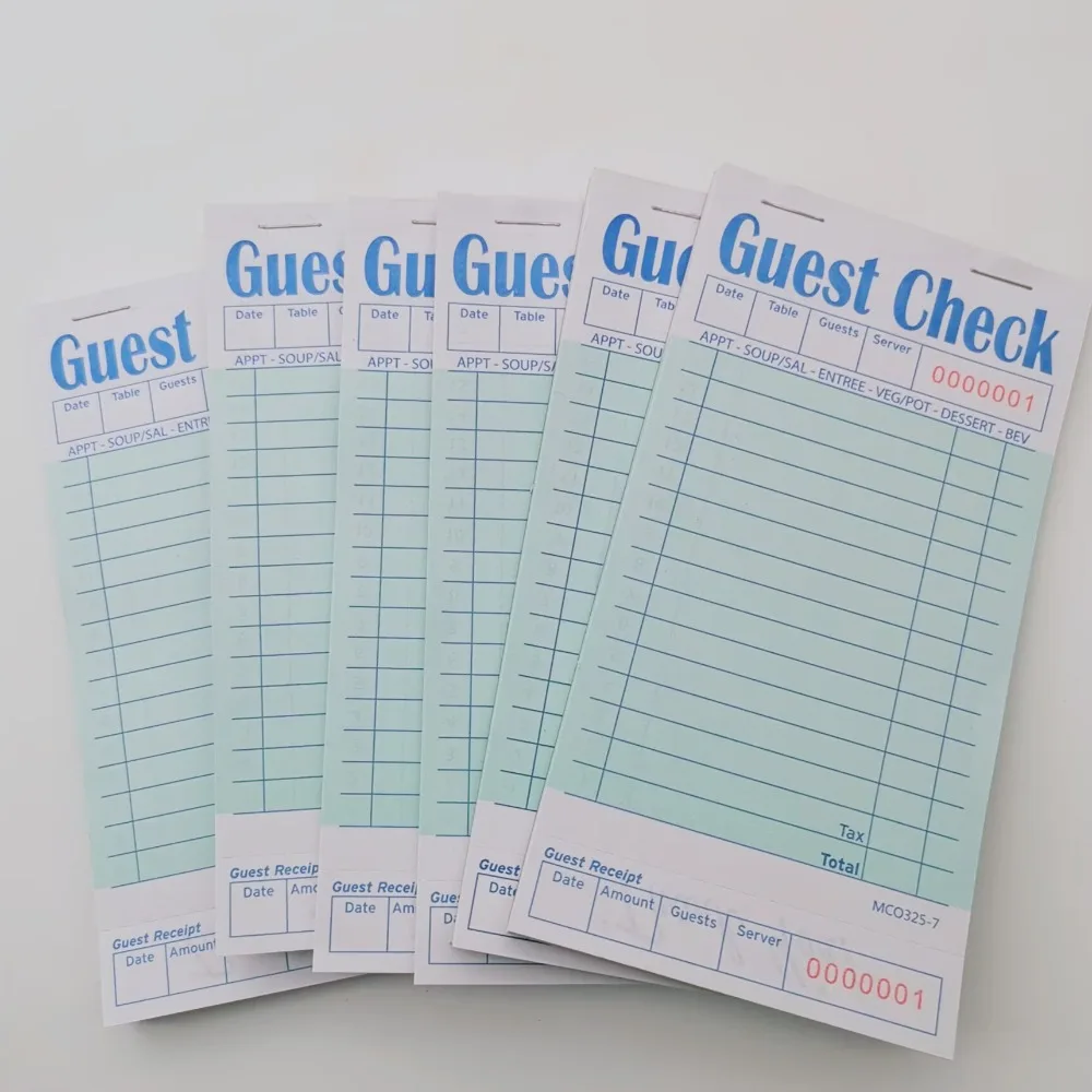 Premium Guest Check Notepads for Servers - 50 Sheets Each (2/6 Pack Options)