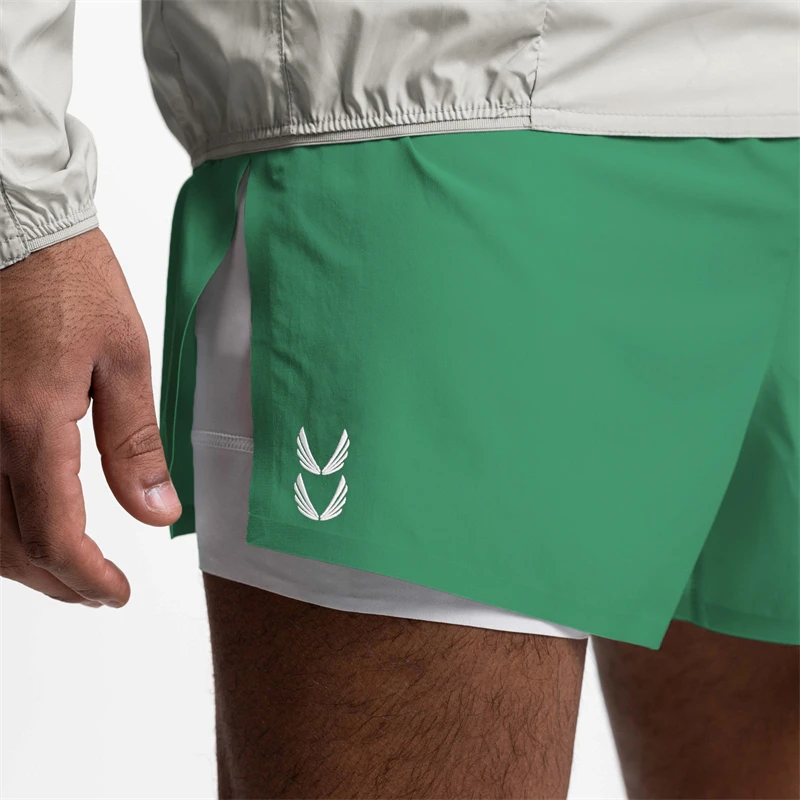 de fitness shorts de dupla camada de