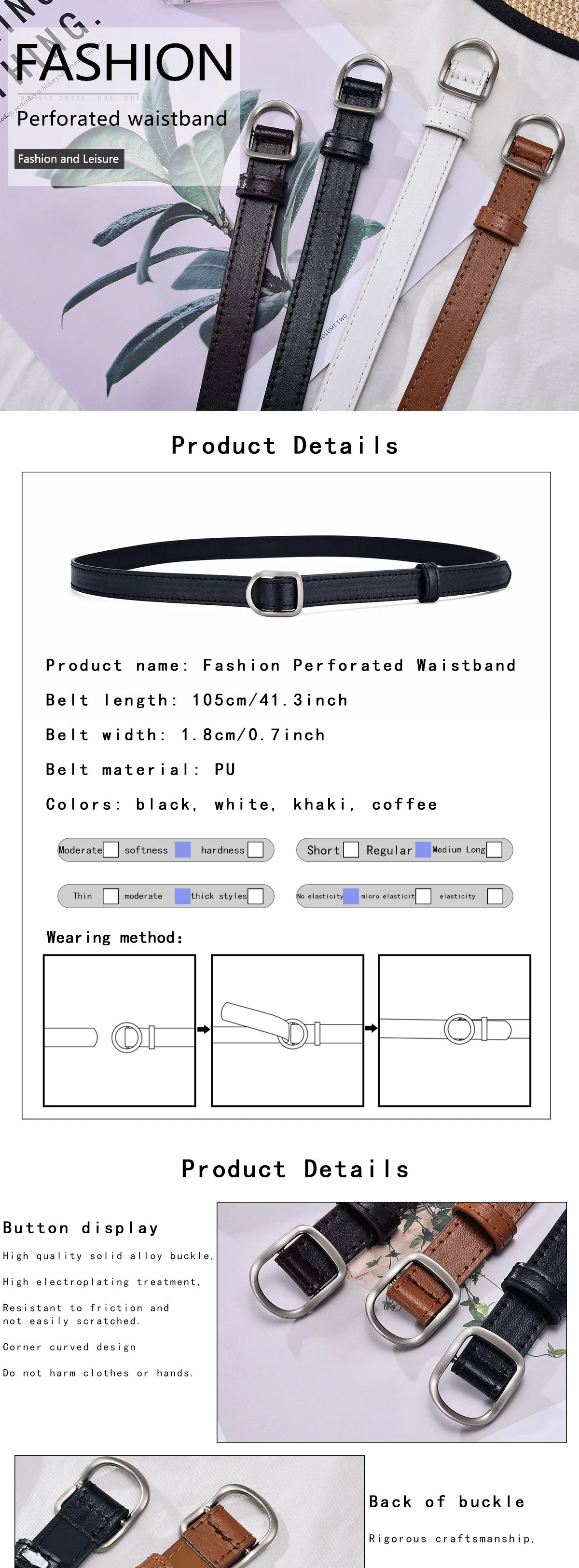 Smarsty Lazy Belt Casual Simple Perforated Belt