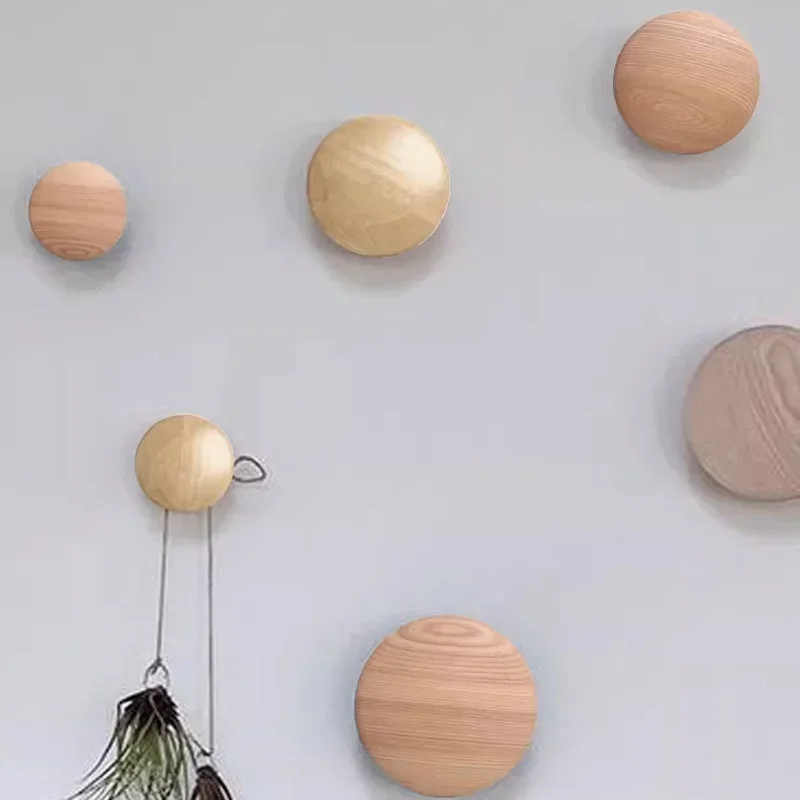 Wall Hanger Wooden Towel Hooks Pretty Living Room Wall Decor Wood Round Clothes Rack Wall Coat Hanger Mushroom Clothes Hook 4