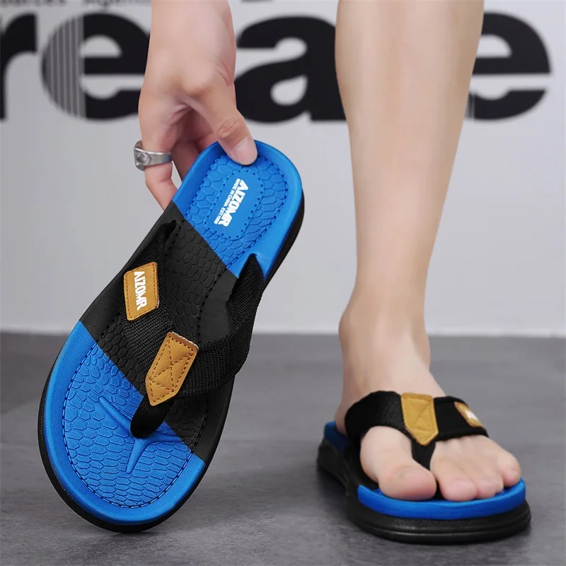 Men Slippers New Summer Non-slip Beach Men Sandals Fashion Trendy Colorful Casual Slides Shoes Outdoor Breathable Flip Flops