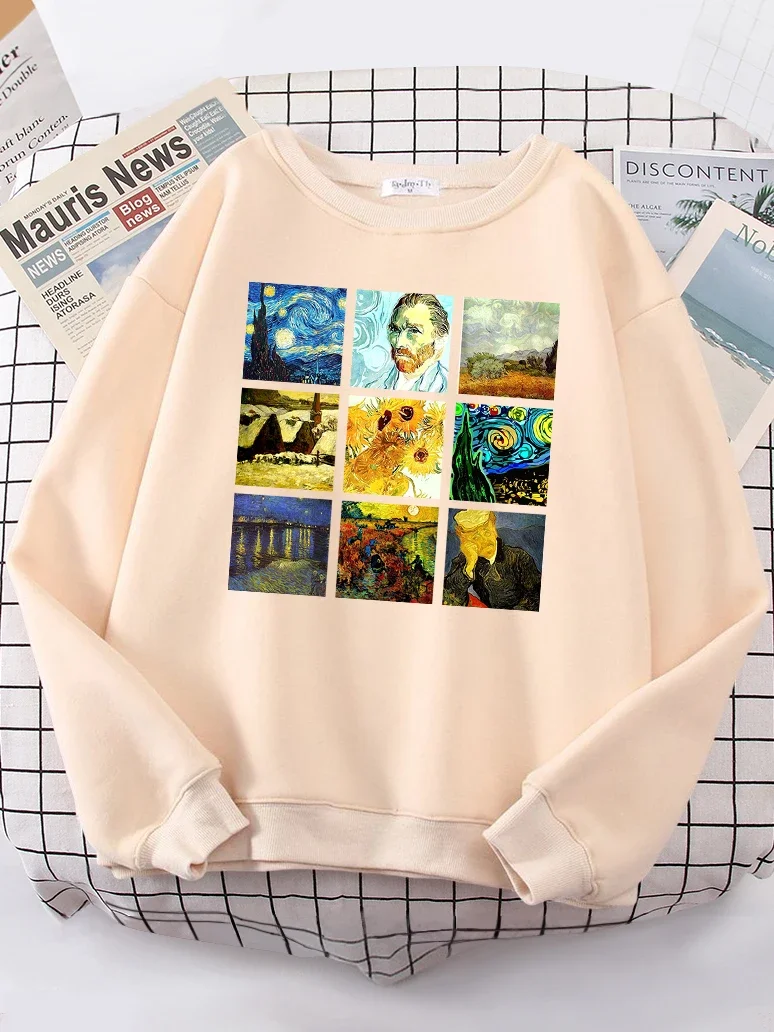 

Van Gogh Works Sanskrit Female Hoodie Harajuku High Quality Hoody vintage Casual Sweatshirt Oversize Warm Loose Tracksuit Female