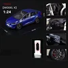 1:24 Tesla Model X  Tesla Model 3 Alloy Die Cast Toy Car Model Sound and Light Children's Toy Collectibles Birthday gift 3