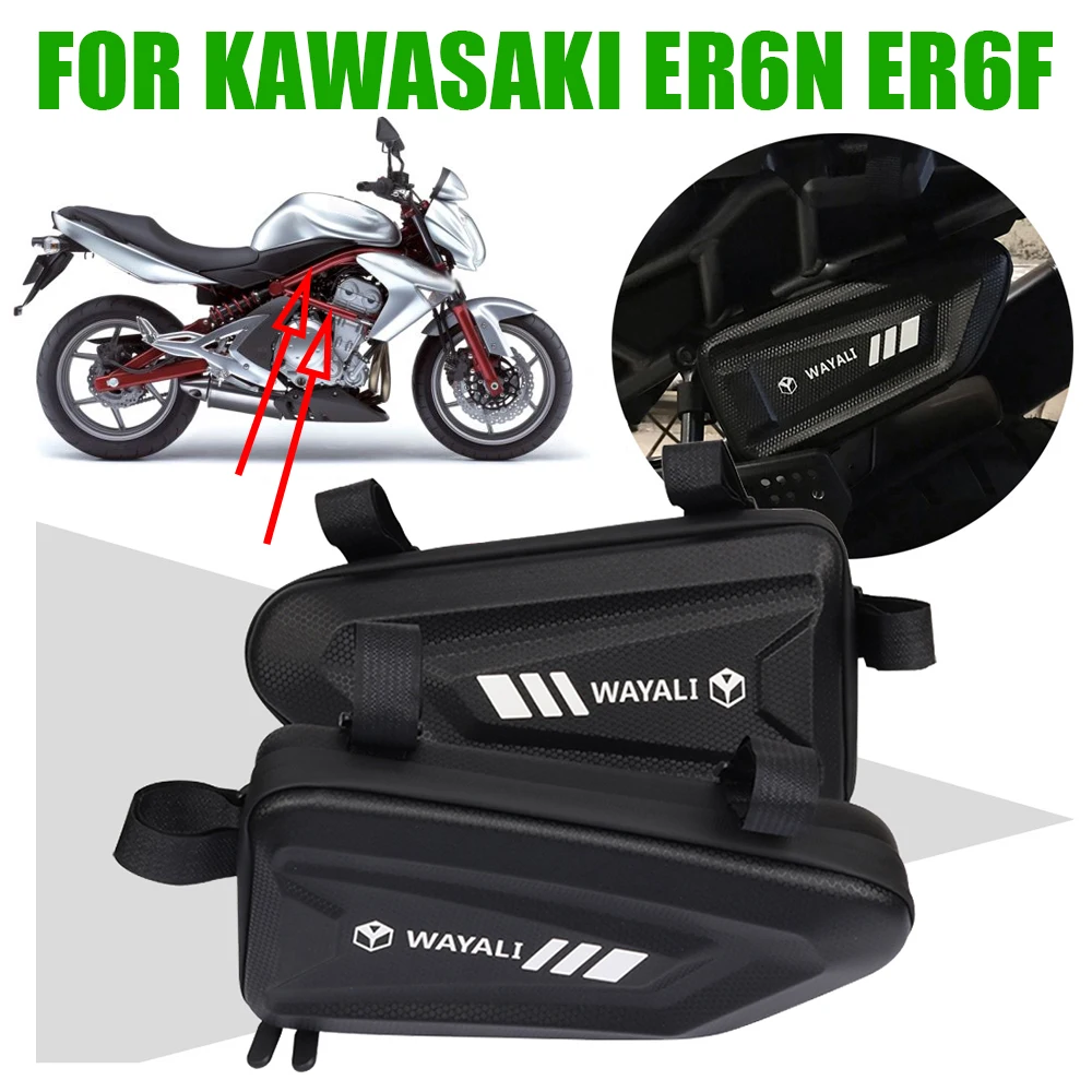 For KAWASAKI ER-6N ER-6F ER6N ER6F Motorcycle Accessories Side Bag Fairing Tool Storage Bags Triangle Bags Frame Bumper Bags motorcycle radiator grille guard protector grill protection cover for kawasaki er 6n er6n 2006 2007 2012 2016 cooler cap parts