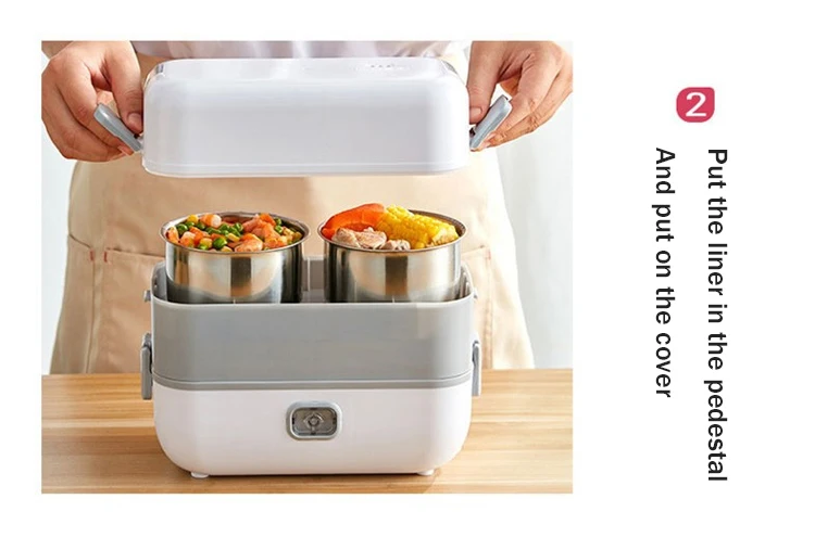 220V Electric Lunch Box Rice Cooker Portable Heating Bento Box Stainless Steel Lunch Box