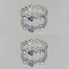 4XBF Set of 2 Purple  Adjustable Open Rings Engagement Rings Y2K Adjustable Rings Alloy Material Aesthetic Jewelry 5