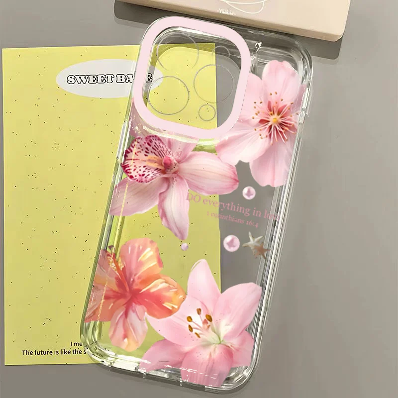 Pink Lily Flower Leopard Pattern Phone Case Cover
