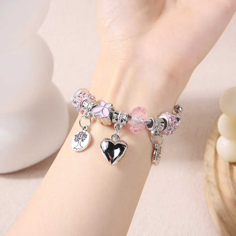 Women's Fashion Multi Type Plate Home Stainless Steel Alloy Multi Element Bead Love Jewelry Bracelet Date Party Holiday Gift
