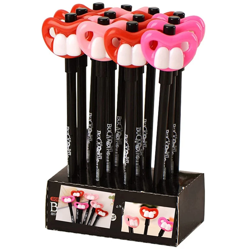 

12PCS Funny Dental Pens Novelty Tooth Gel Pen Red Sexy Pens Kawaii Teeth Gel Pens Gagtooth Pen Black Ink For School Home Office