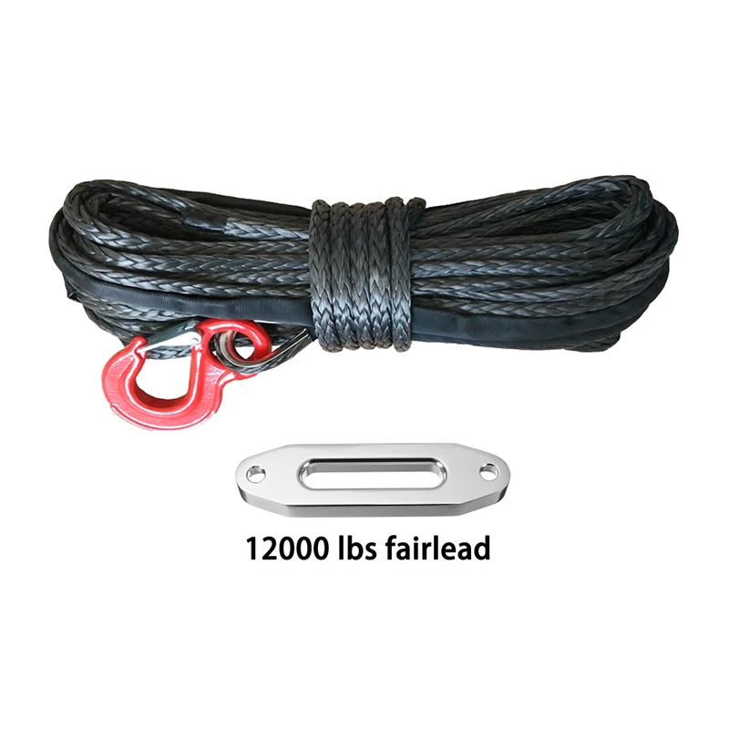 10mm*30m 12 Strand Synthetic Winch Rope With Hook And 12000LBS Fairlead,ATV Cable  Boat Off Road - AliExpress