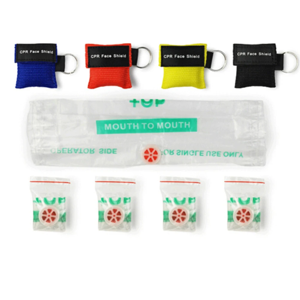 First Aid Mask 5/6/8/10pcs Outdoor Emergency Use CPR Mask Face Mask Disposable Travel CPR Keychain Ring