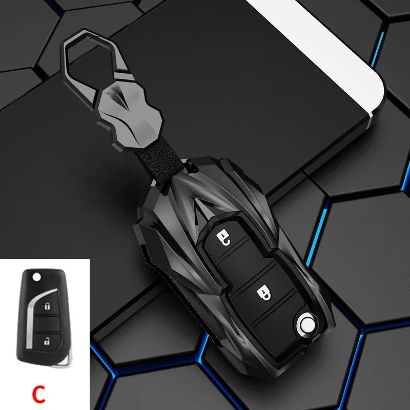 

2/3 Button Zinc Alloy Car Key Cover Case Auto Shell Holder Protector Fob for Toyota Aygo Yaris Highlander Camry RAV4 Keychain