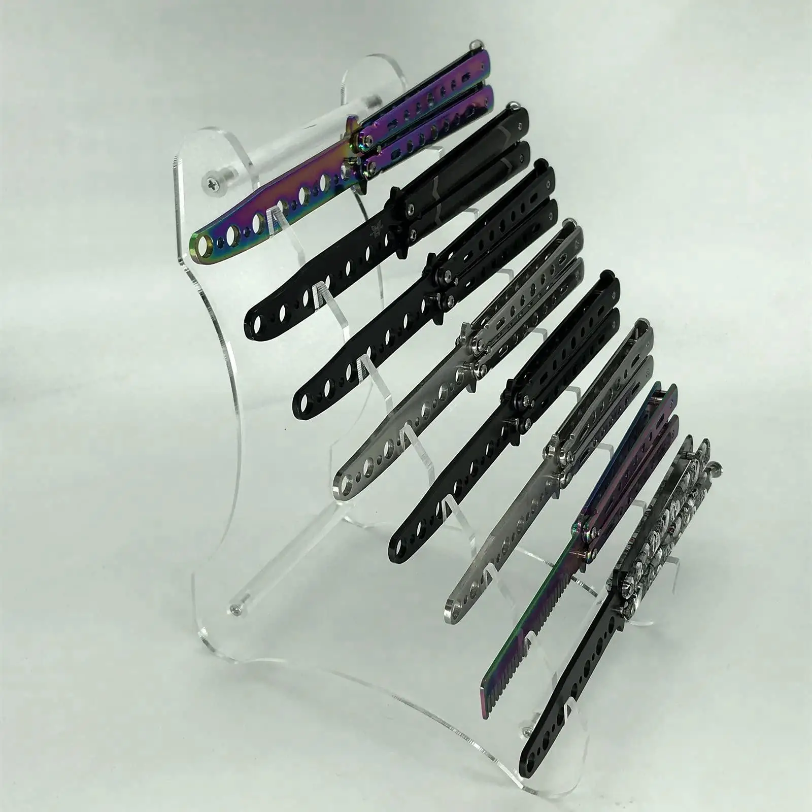 Knife Holder Storage Rack Bracket Transparent 18x15x24cm with 8 Layers Clear Shelf for Office Lounge Multipurpose Lightweight Knife Holder Storage Rack Bracket Transparent 18x15x24cm with 8 Layers Clear Shelf for Office Lounge Multipurpose Lightweight