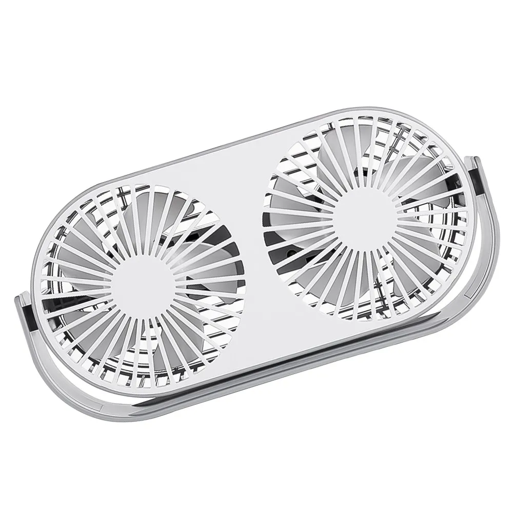 1Pcs 미니 데스크탑 더블 헤드 팬 USB 충전식 LED 야간 조명 아로마 테라피 휴대용 탁상 팬 360 회전 홈 오피스