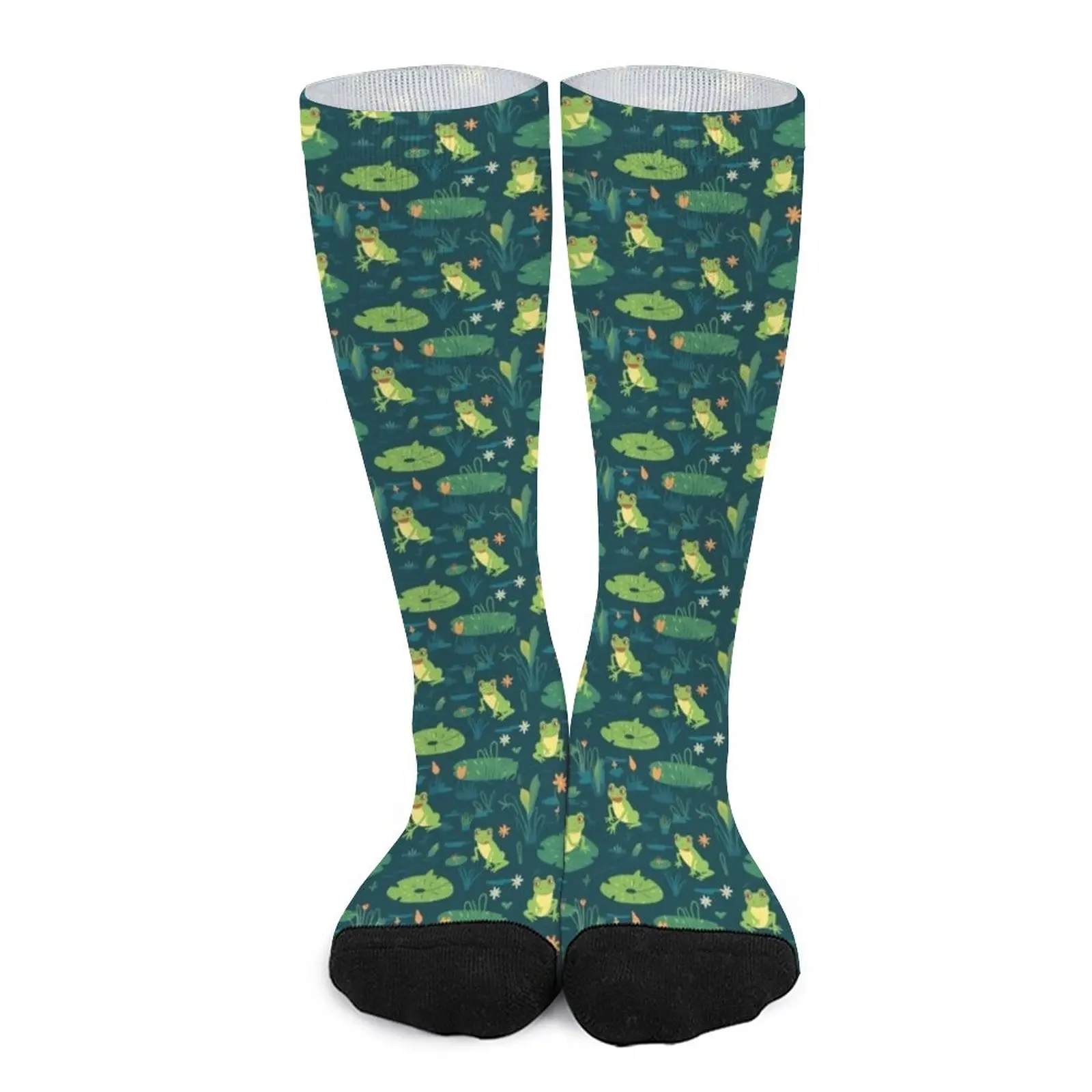 Cute Cartoon Frogs Tile Pattern Socks Socks Women Funny socks cartoon socks