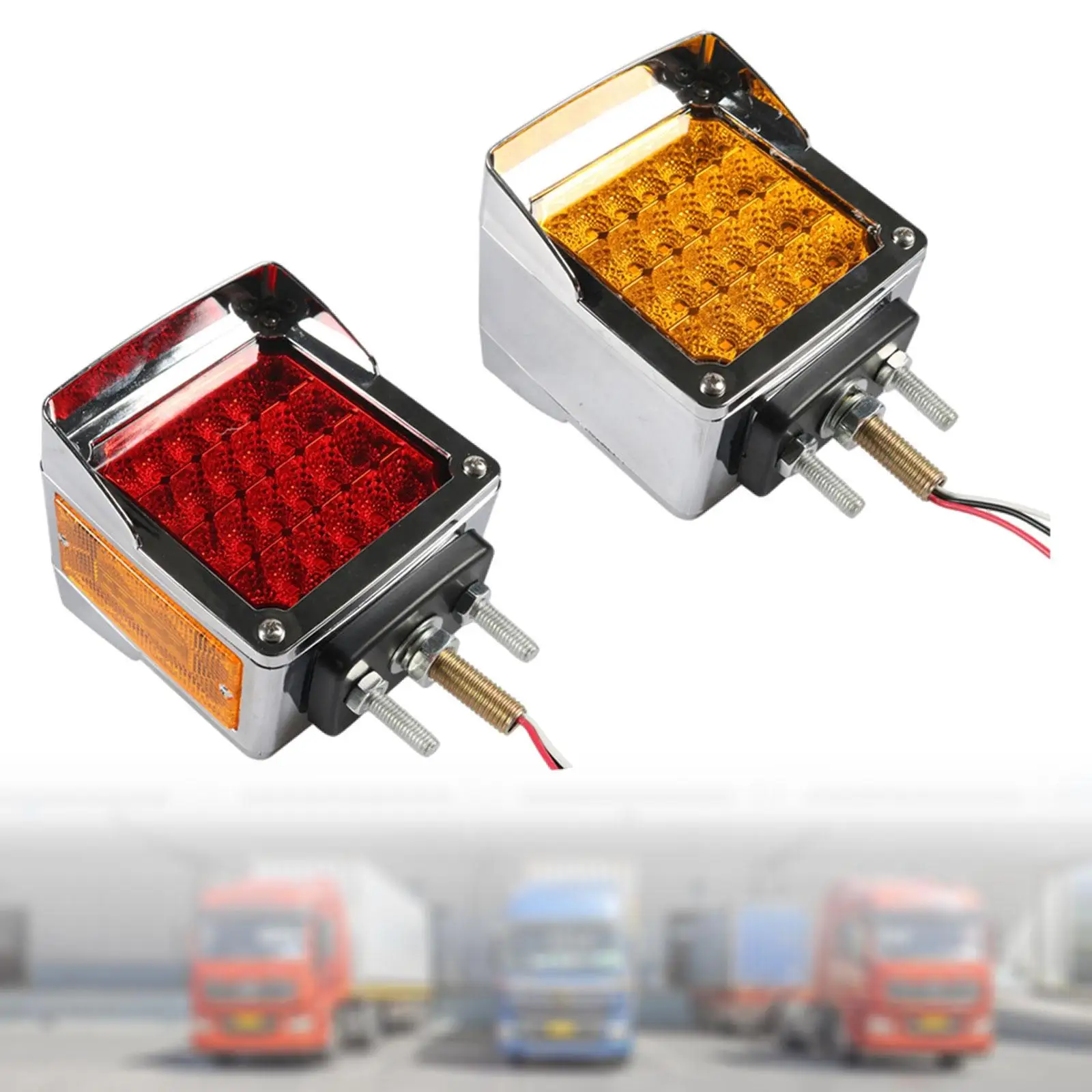 

2 Pieces LED Square Pedestal Lights Side Marker Lights Amber and Red Accessory Bright LED Turn Signal Lights for Trailer