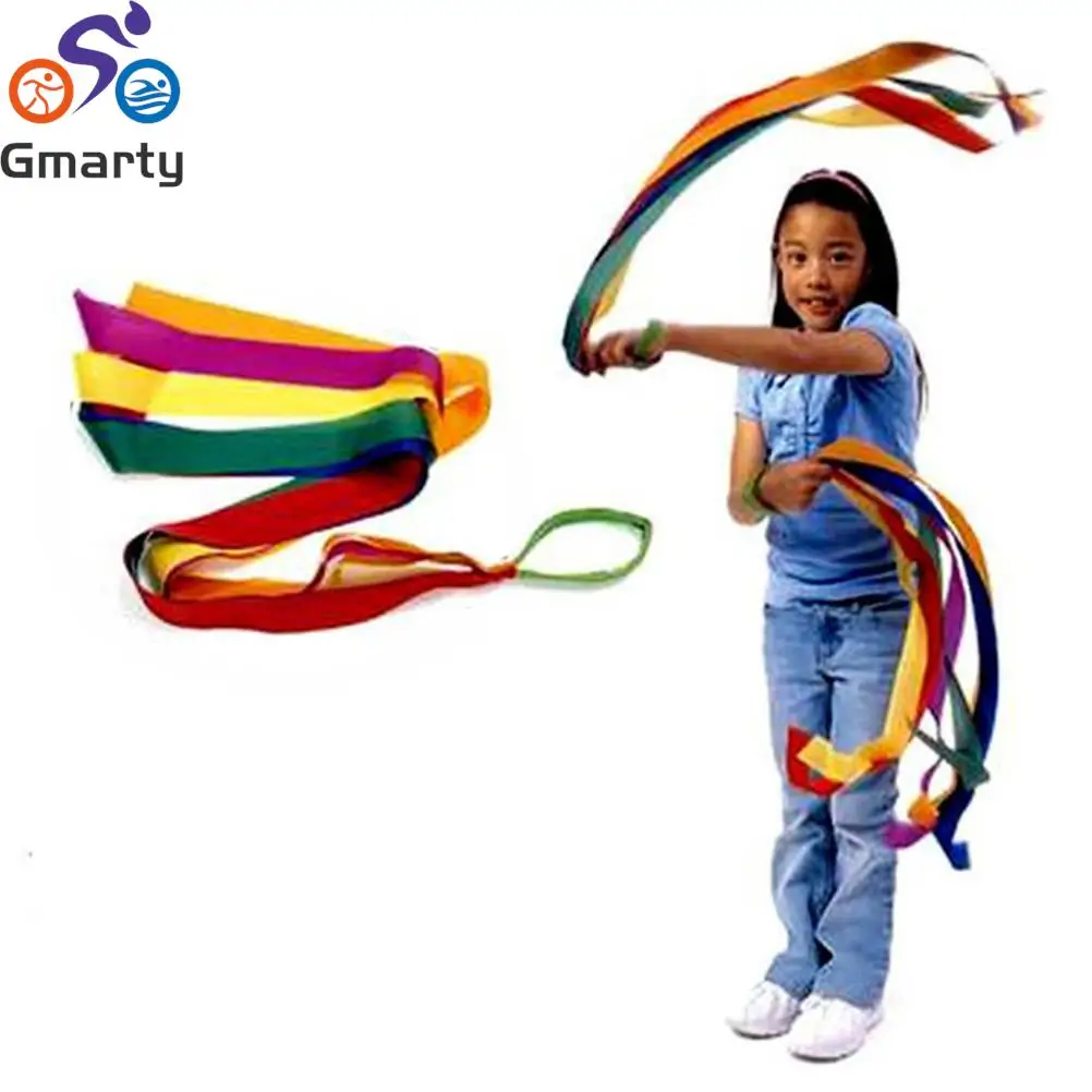 Sport Dance Rainbow Ribbon Kids Gym Rhythmic Gymnastics Art Gymnastic Exercises Cheerleading Fitness