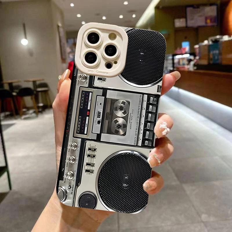 thumbnail image 1 of Funda de teléfono con patrón de radio para iPhone 11 12 13 14 15 16 Pro Max XS XR 7 8 Plus SE 2022, funda de silicona suave mate a prueba de golpes, 1 of 5