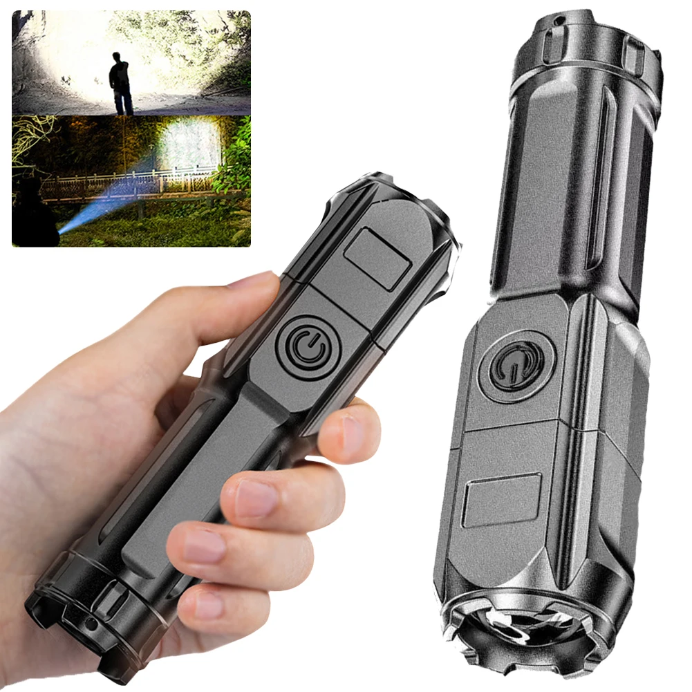 

LED Tactical Flashlight USB Rechargeable Waterproof Multifunctional Portable Camping Light Zoomable for Outdoor Hiking Emergency