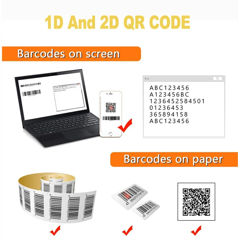 U Series Supermarket Cashier 2.4G Wireless Bluetooth 1D/2D Bar Code Scanning Gun Logistics Express Self sensing Wired Scanner