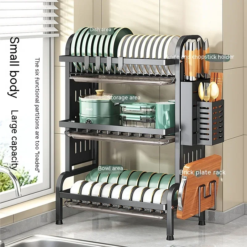 

Kitchen Dish Bowl Drainer Storage Rack Dish Chopsticks Knife Fork Water Cup Storage Rack Kitchen Counter Organizer 선반