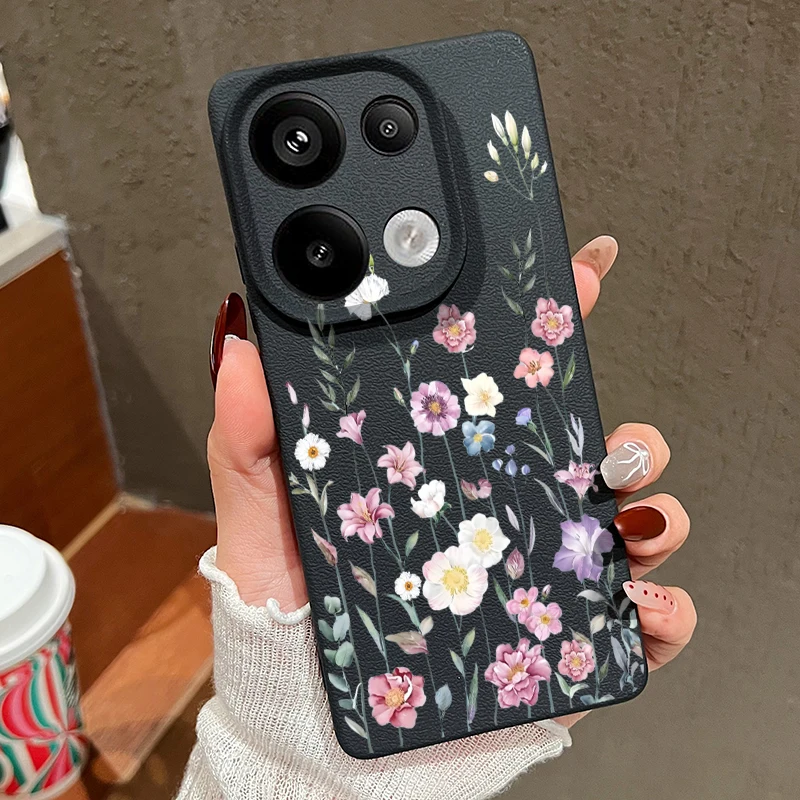 Floral Leather Texture Soft Phone Case