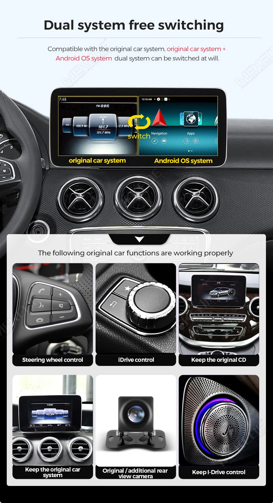 MEKEDE Radio para Auto con Carplay y Android Auto Inalámbrico 4G, Pantalla de 10.25 Pulgadas, 6G+128G, para Mercedes-Benz Clase E W212 E200 E230 E260 S212 NTG4.0 NTG4.5 NTG5.0, Sistema Multimedia Inteligente, GPS, Navegador, Wifi, BT, DSP, RDS, Unidad de Audio y Video Estéreo, 8 Núcleos, Todo en Uno, 1280*480 HD 2