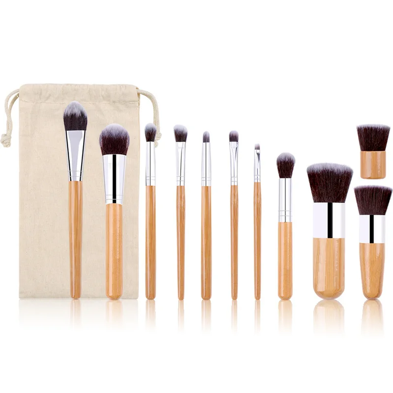 

Bamboo Handle Makeup Brush & Burlap Bag Makeup Brush Set Eyeshadow Brush Beauty Tool