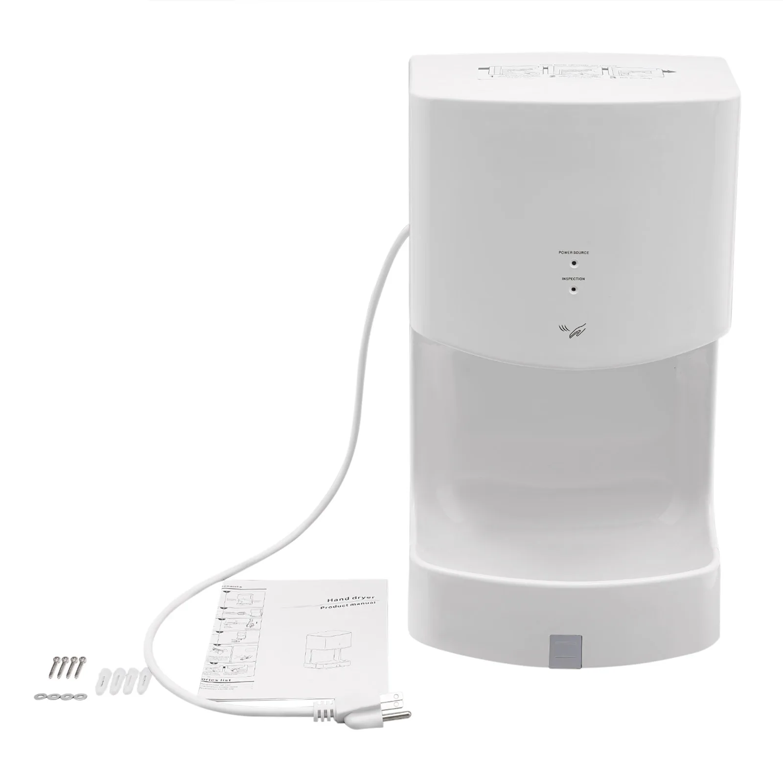 Commercial Automatic Electric Hand Dryer High Speed Hand Drying Machine with Drip Tray Hot Air 1000W US Standard for Bathroom