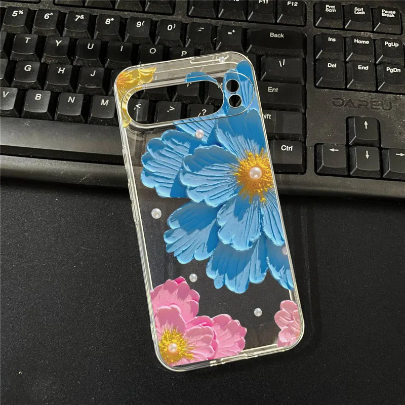 Elegant Floral Oil Painting Design - Transparent Soft Phone Case