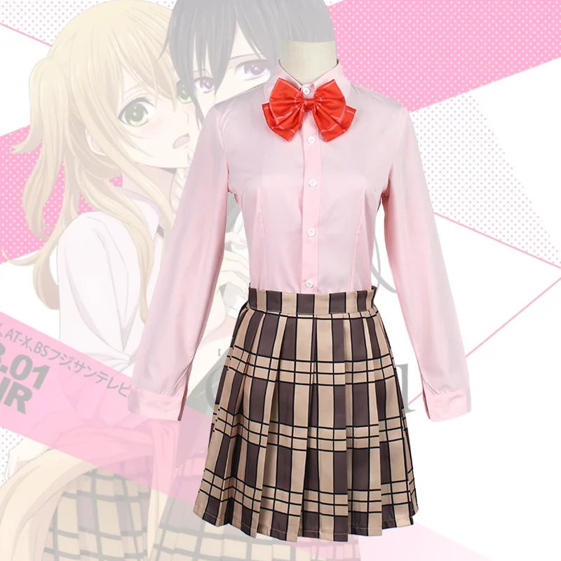 

Anime Manga Citrus Aihara Yuzu Cosplay Costume Sweet High School Uniform Girl Cute Pink Shirt Skirt Suit Halloween Party Clothes